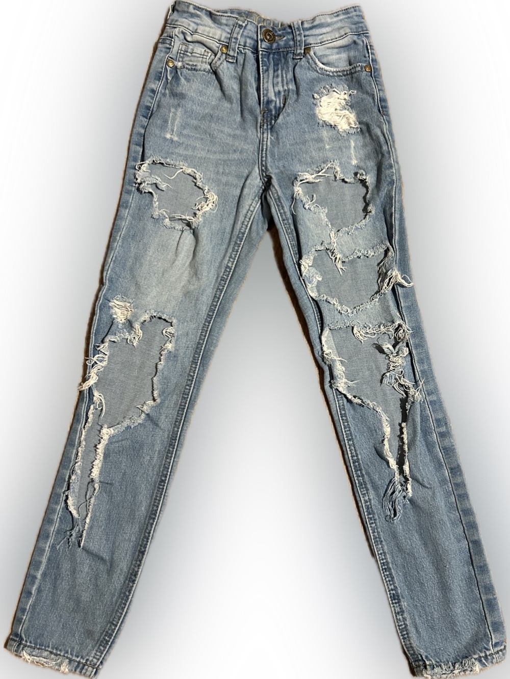 GoGo Jeans High Rise Ankle Size 0 Ripped Cutouts